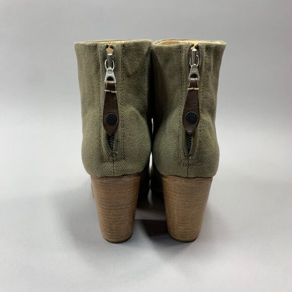 Rag & Bone Newbury Ankle Boots Women's Size 9 Olive Green Canvas Heeled Booties - Picture 5 of 13